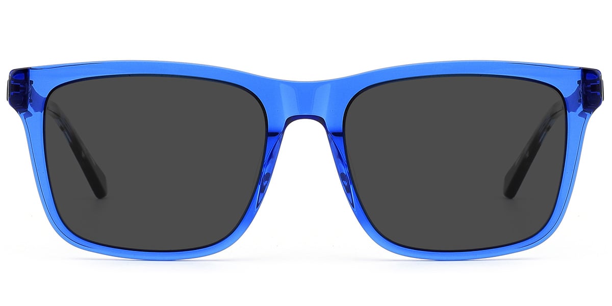 Acetate Square Sunglasses translucent-blue+dark_grey_polarized