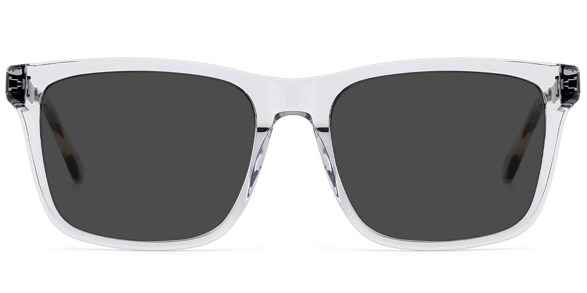 Acetate Square Sunglasses translucent-grey+dark_grey_polarized