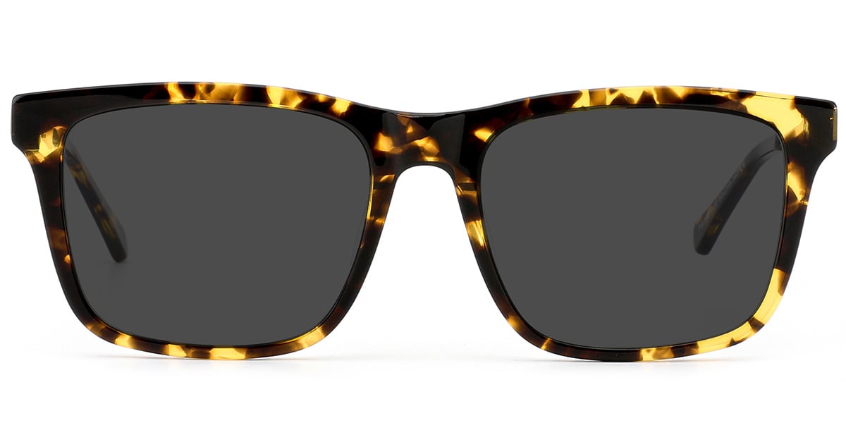 Acetate Square Sunglasses tortoiseshell+dark_grey_polarized