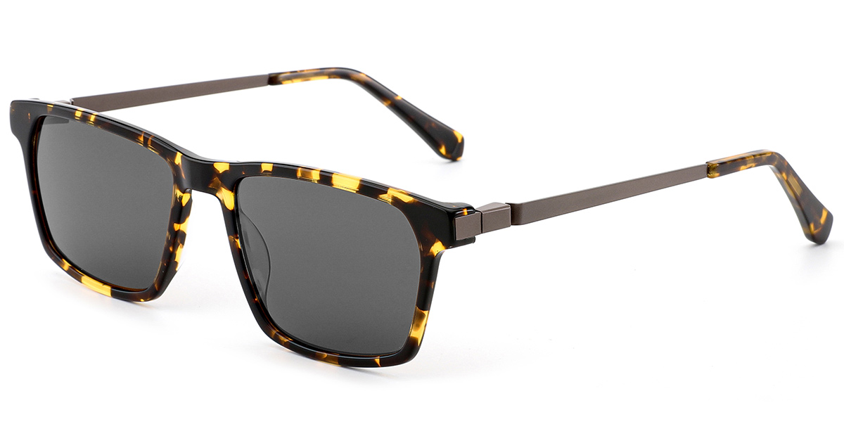 Acetate Rectangle Sunglasses tortoiseshell+blue_polarized