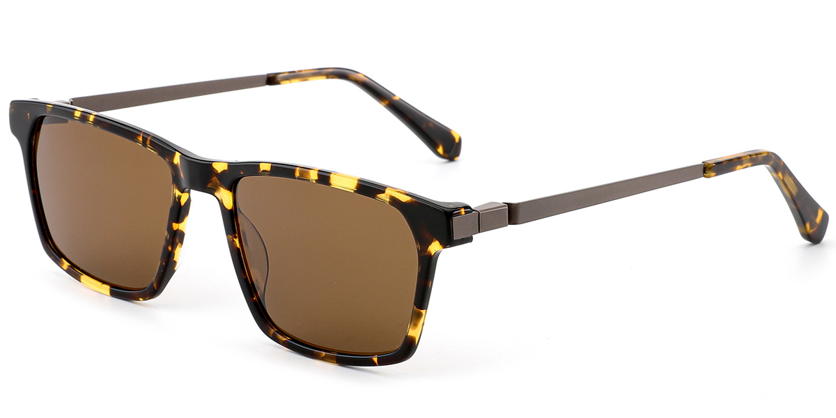 Acetate Rectangle Sunglasses tortoiseshell+amber_polarized