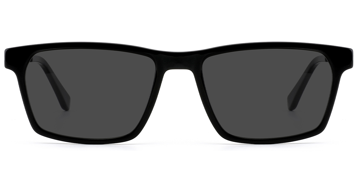 Acetate Rectangle Sunglasses black+dark_grey_polarized