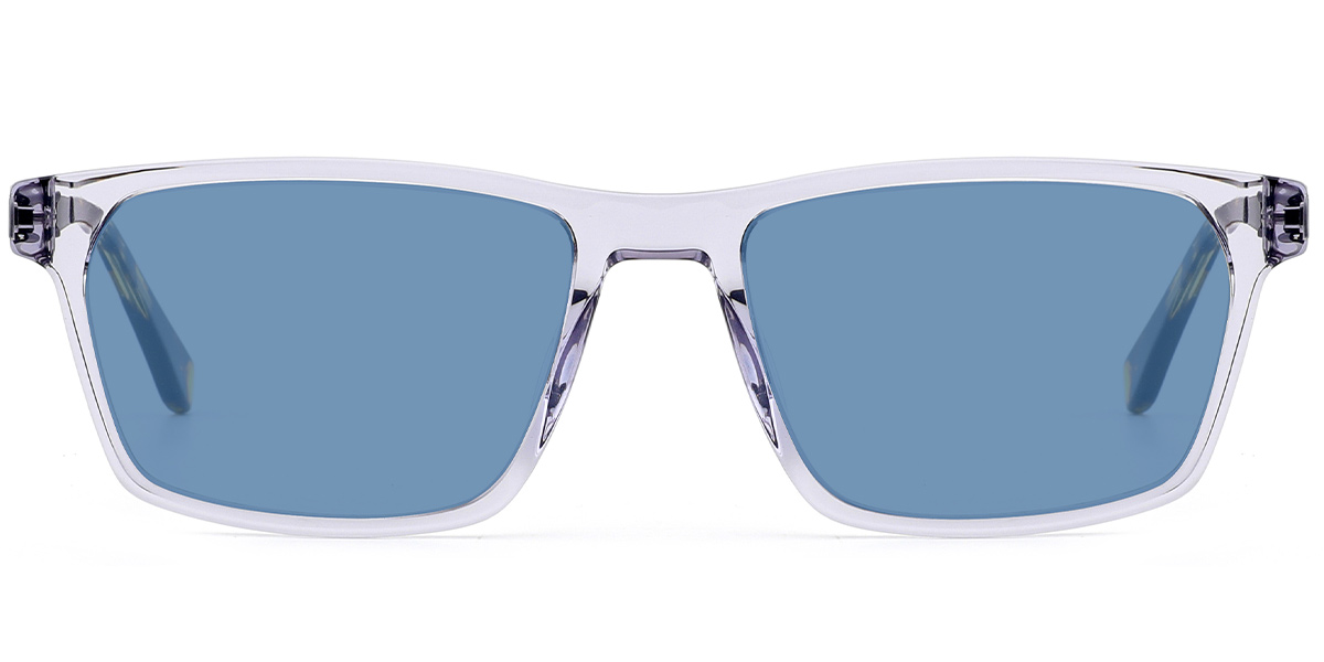 Acetate Rectangle Sunglasses translucent-grey+blue_polarized