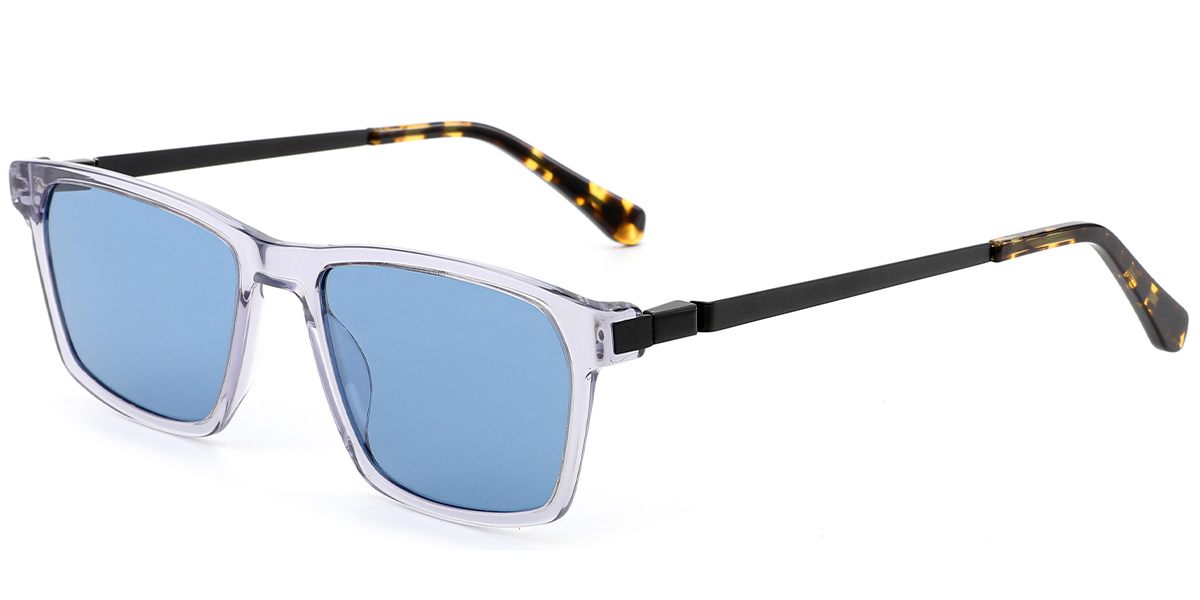 Acetate Rectangle Sunglasses translucent-grey+blue_polarized