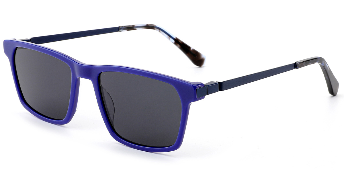 Acetate Rectangle Sunglasses blue+dark_grey_polarized