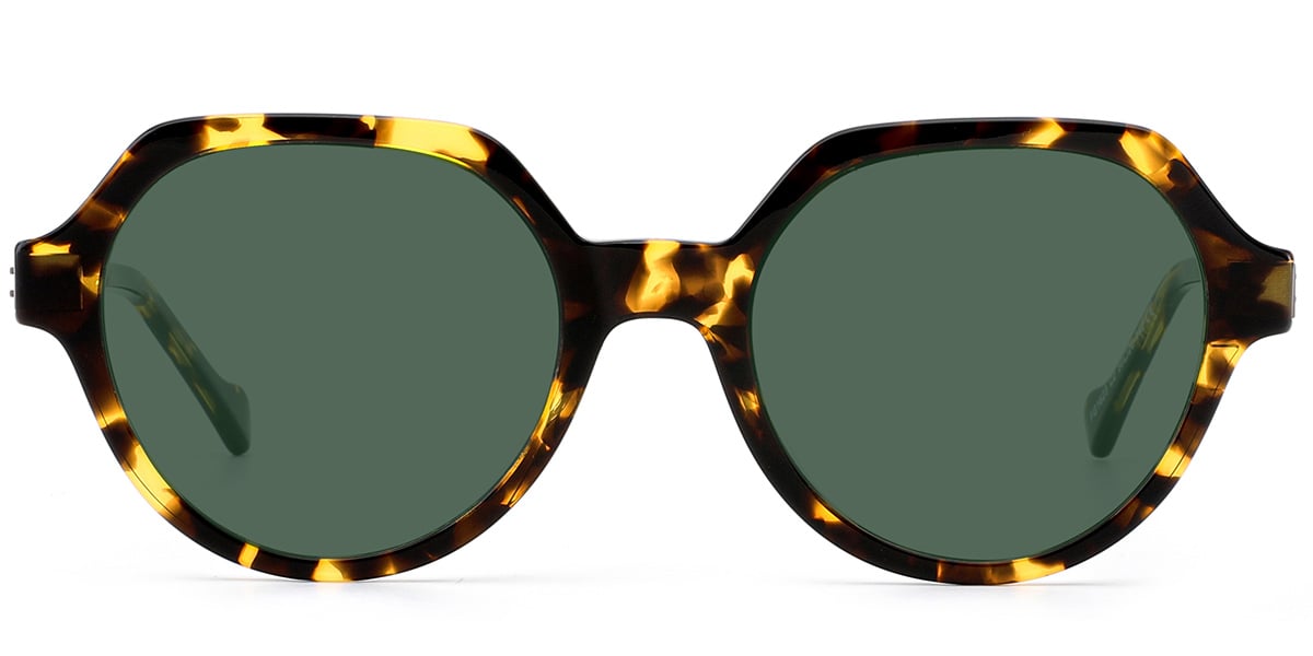 Acetate Round Sunglasses tortoiseshell+dark_green_polarized