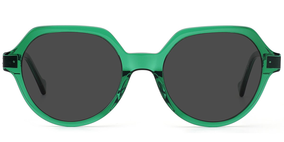 Acetate Round Sunglasses translucent-green+dark_grey_polarized