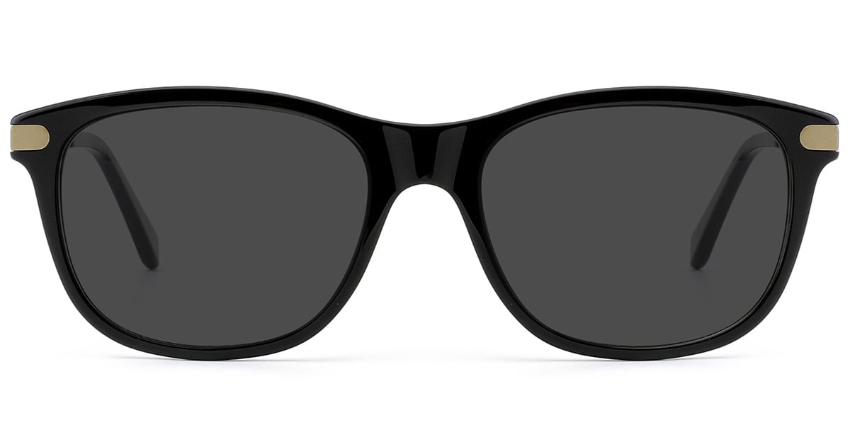 Acetate Square Sunglasses black+dark_grey_polarized