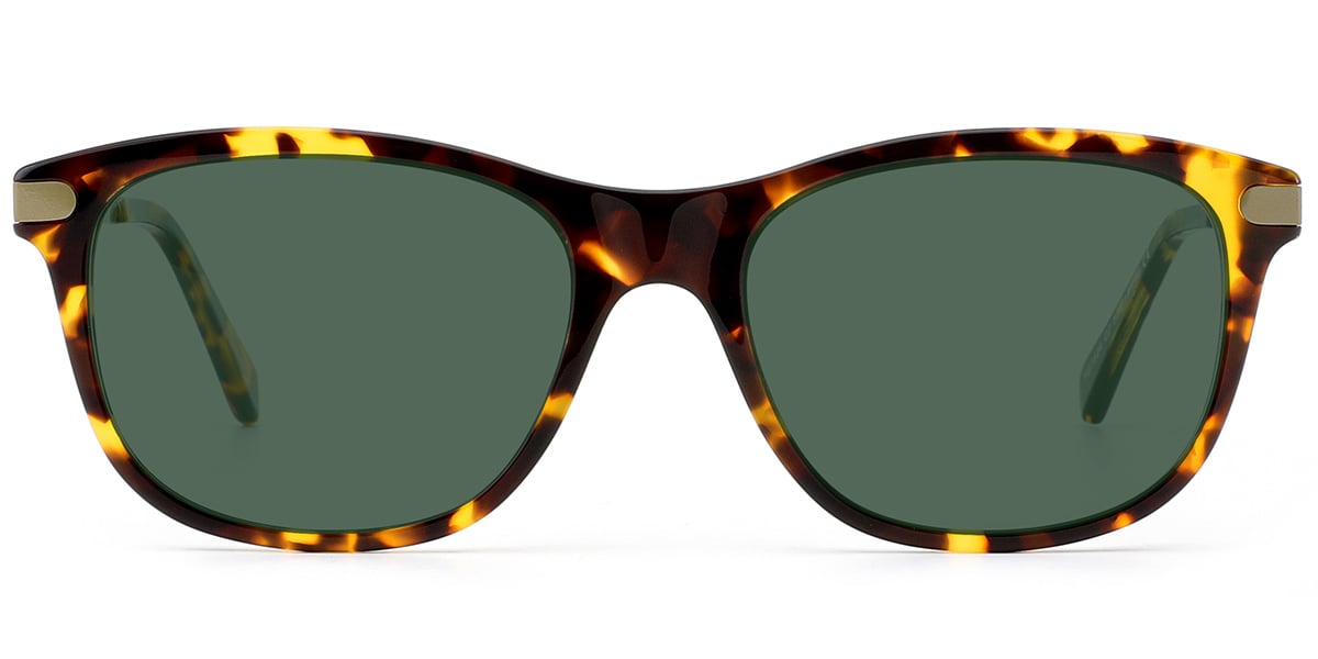 Acetate Square Sunglasses tortoiseshell+dark_green_polarized