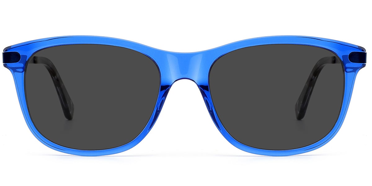 Acetate Square Sunglasses translucent-blue+dark_grey_polarized