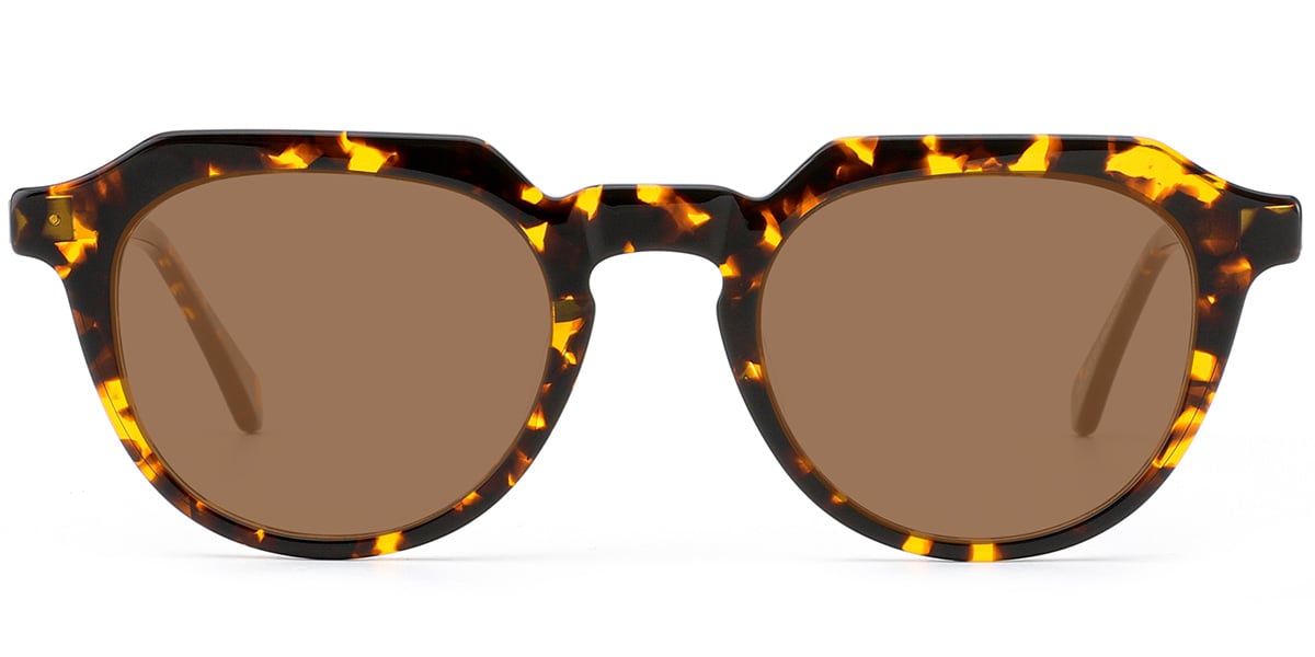 Acetate Geometric Sunglasses tortoiseshell+amber_polarized