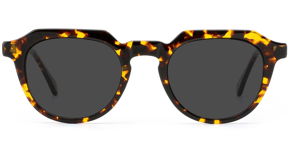 Acetate Geometric Sunglasses tortoiseshell+dark_grey_polarized