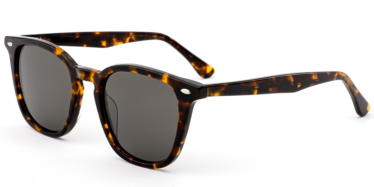 Acetate Square Sunglasses tortoiseshell+dark_grey_polarized