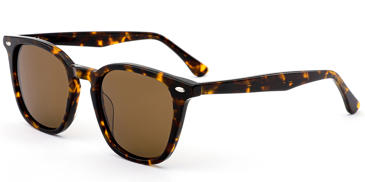 Acetate Square Sunglasses tortoiseshell+amber_polarized