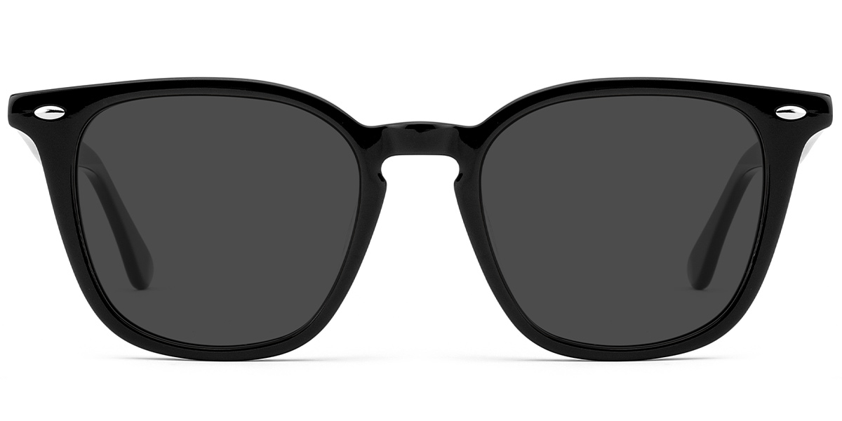 Acetate Square Sunglasses black+dark_grey_polarized