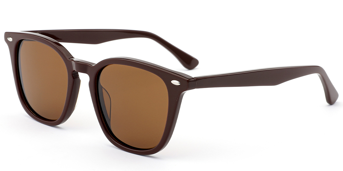 Acetate Square Sunglasses brown+amber_polarized