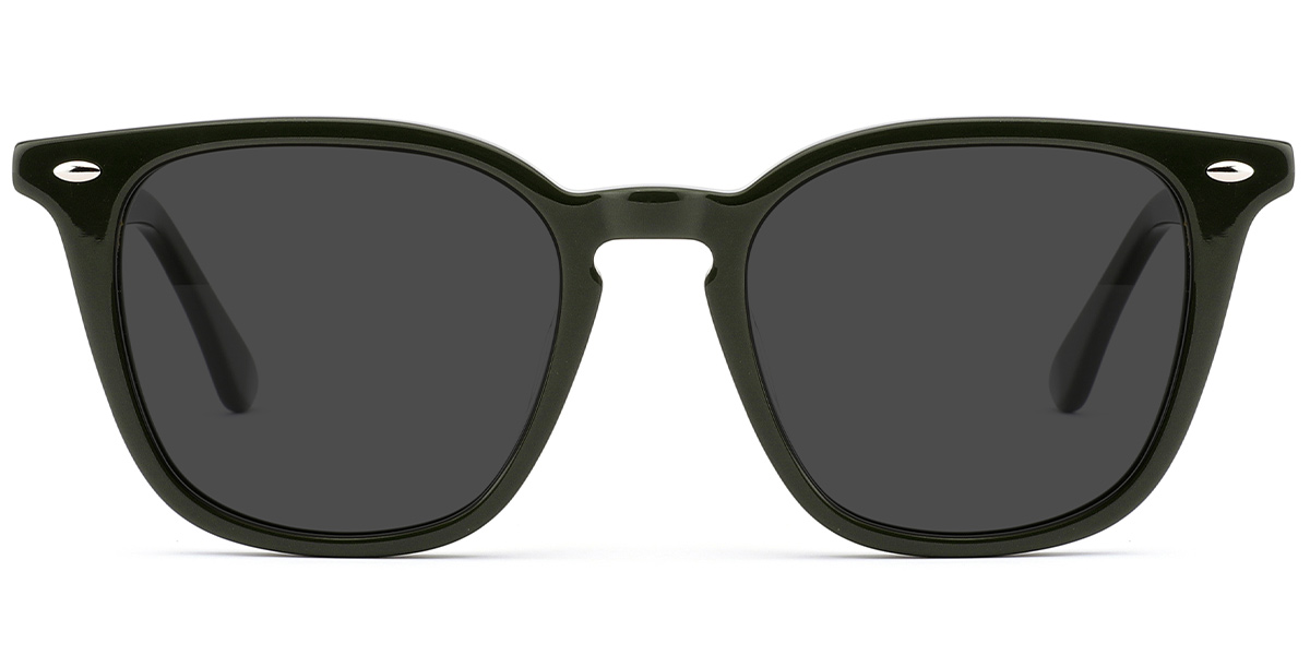 Acetate Square Sunglasses green+dark_grey_polarized