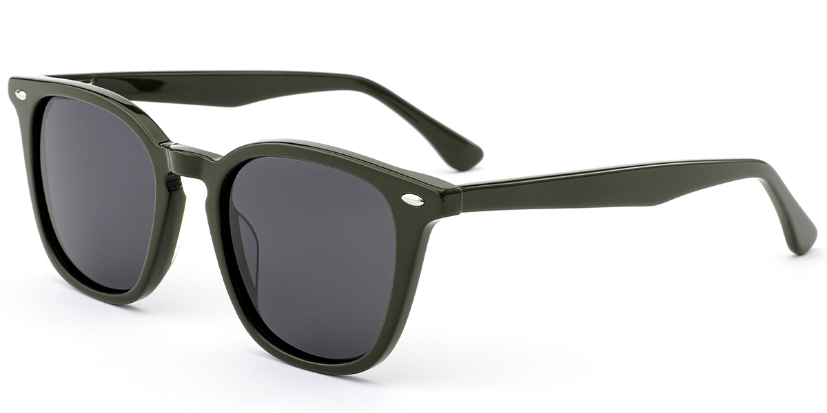 Acetate Square Sunglasses green+dark_grey_polarized