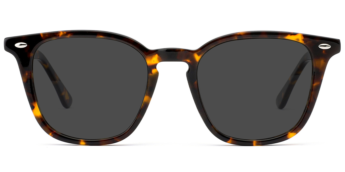 Acetate Square Sunglasses tortoiseshell+dark_grey_polarized