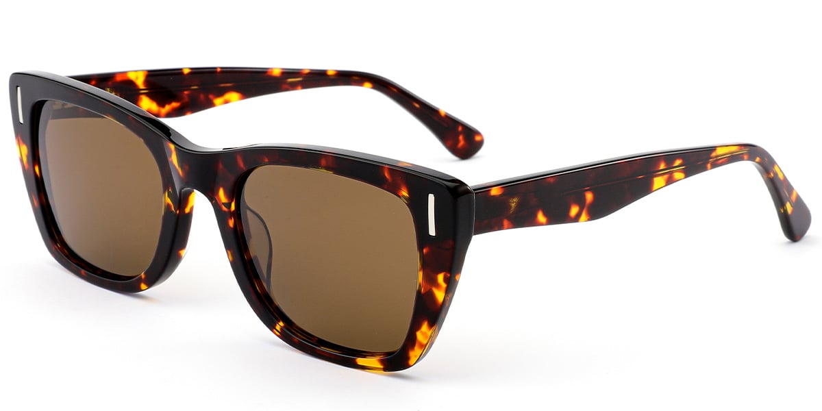 Acetate Rectangle Sunglasses tortoiseshell+amber_polarized