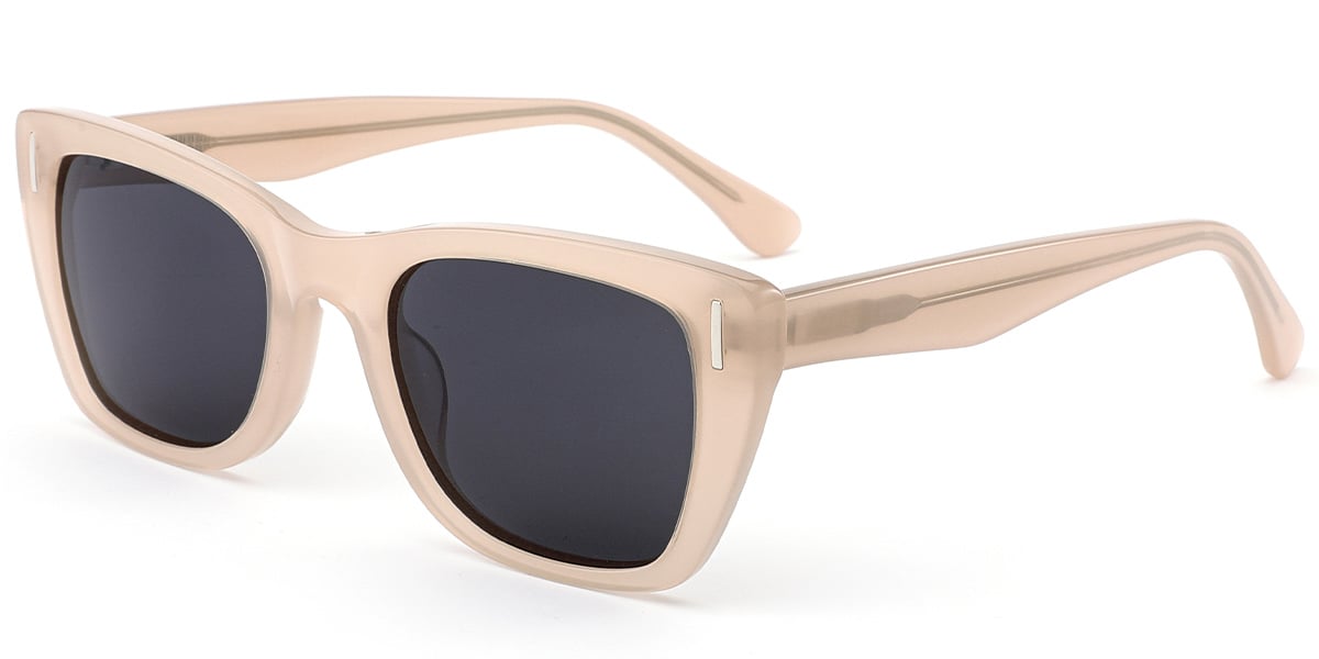 Acetate Rectangle Sunglasses translucent-pink+dark_grey_polarized