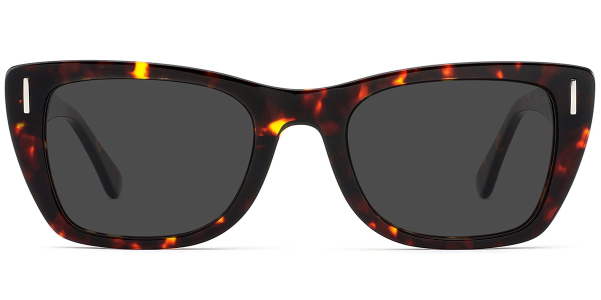 Acetate Rectangle Sunglasses tortoiseshell+dark_grey_polarized