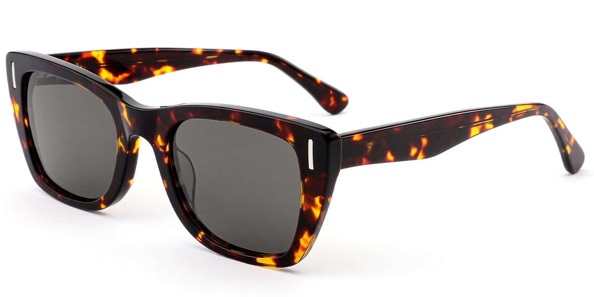 Acetate Rectangle Sunglasses tortoiseshell+dark_grey_polarized