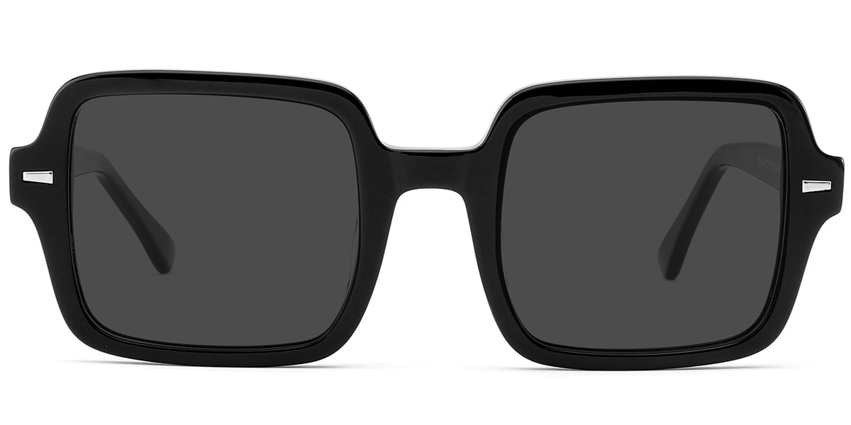 Acetate Square Sunglasses black+dark_grey_polarized