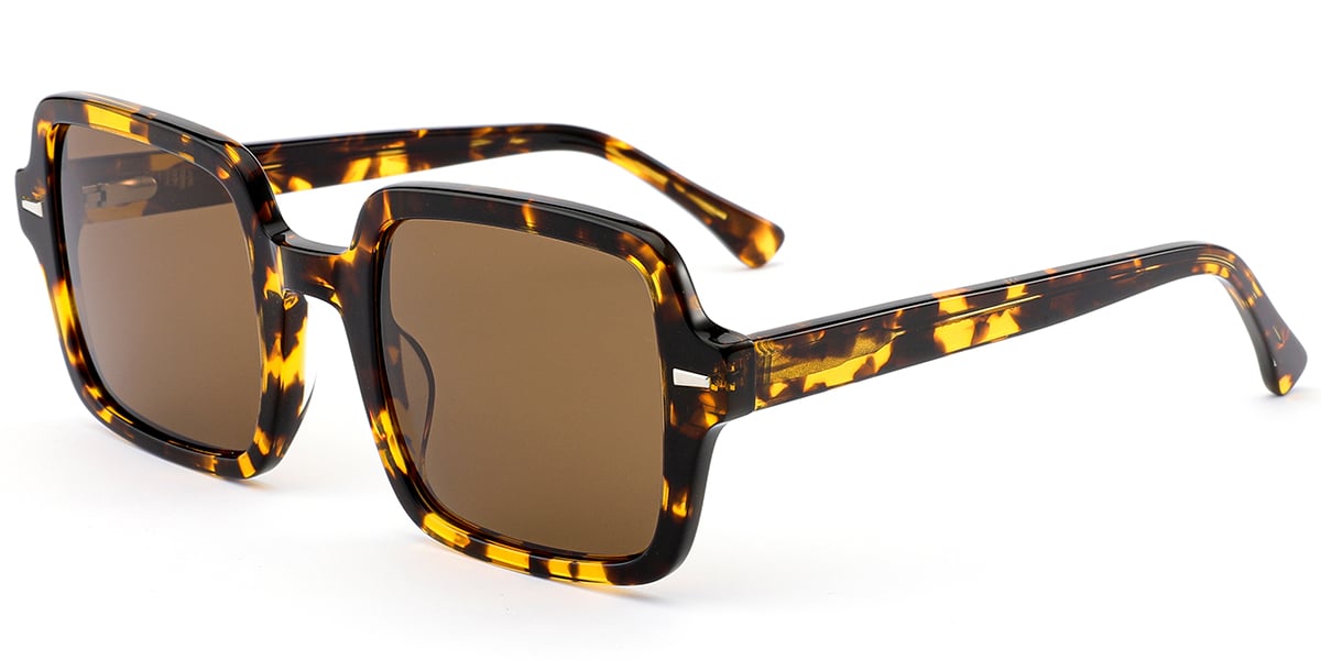 Acetate Square Sunglasses tortoiseshell+amber_polarized