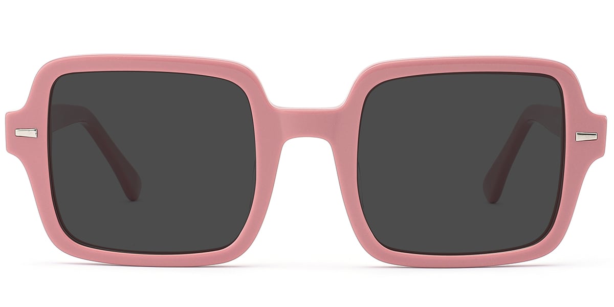 Acetate Square Sunglasses pink+dark_grey_polarized