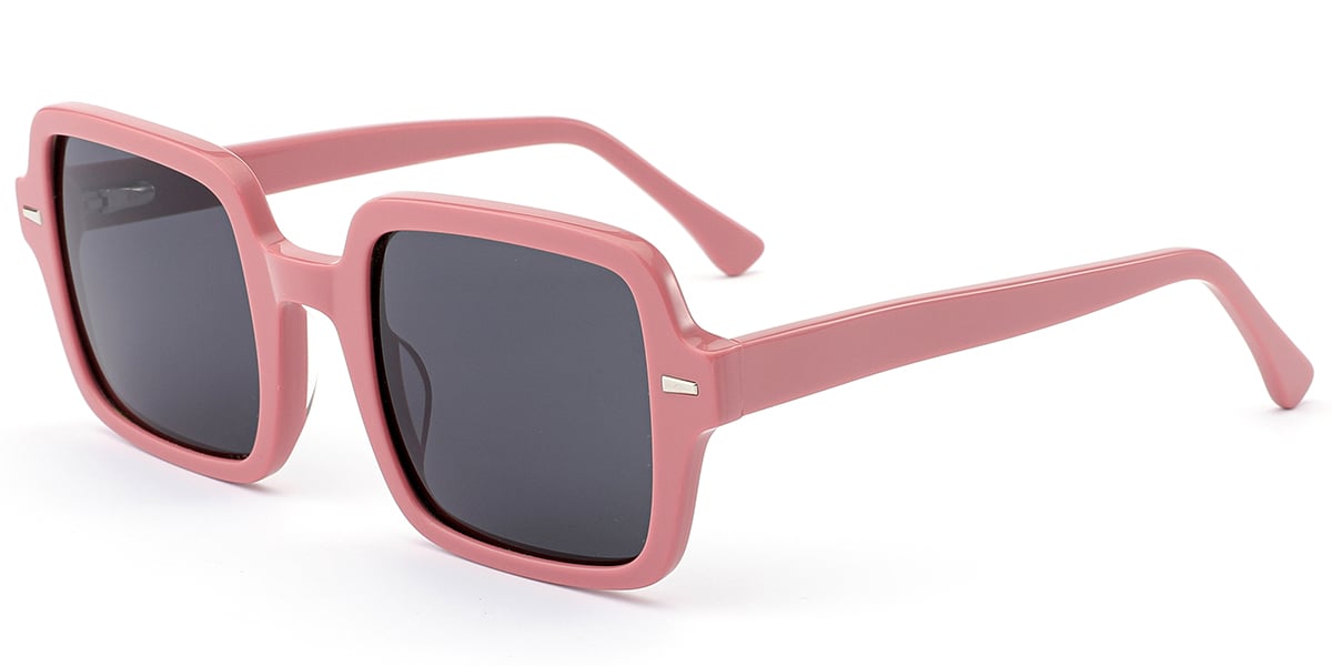 Acetate Square Sunglasses pink+dark_grey_polarized