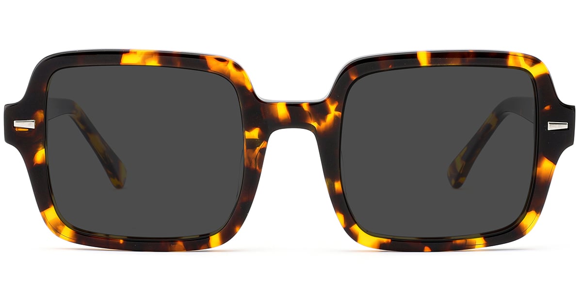 Acetate Square Sunglasses tortoiseshell+dark_grey_polarized