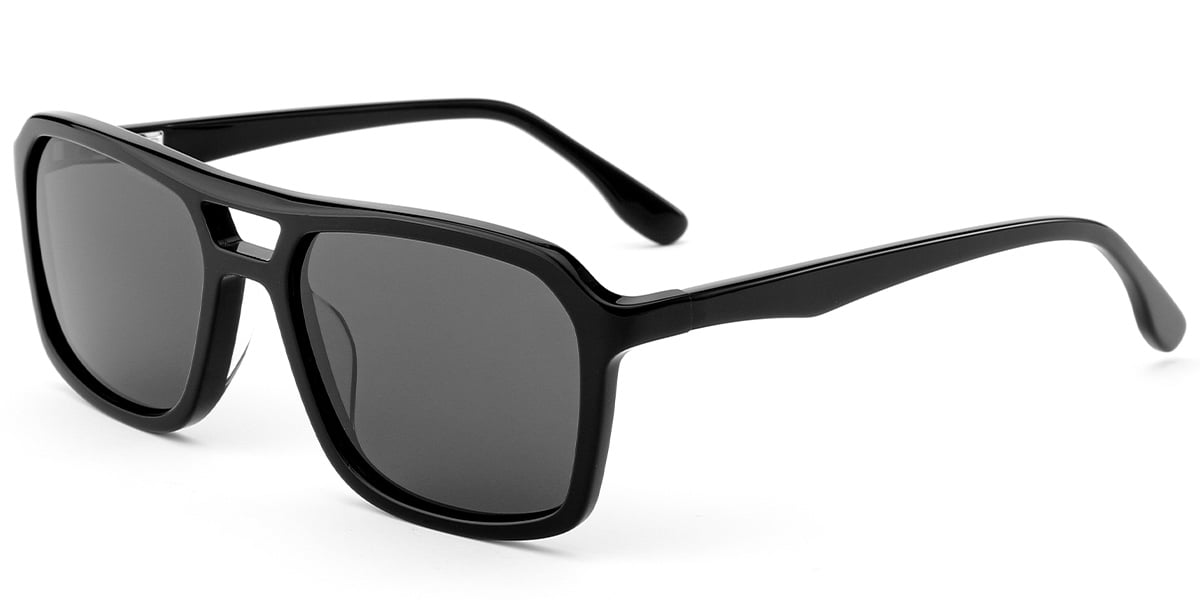 Acetate Aviator Sunglasses black+dark_grey_polarized