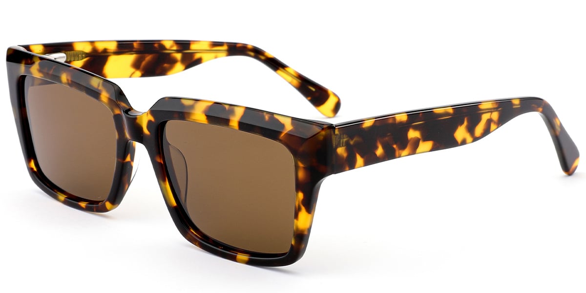 Acetate Square Sunglasses tortoiseshell+amber_polarized