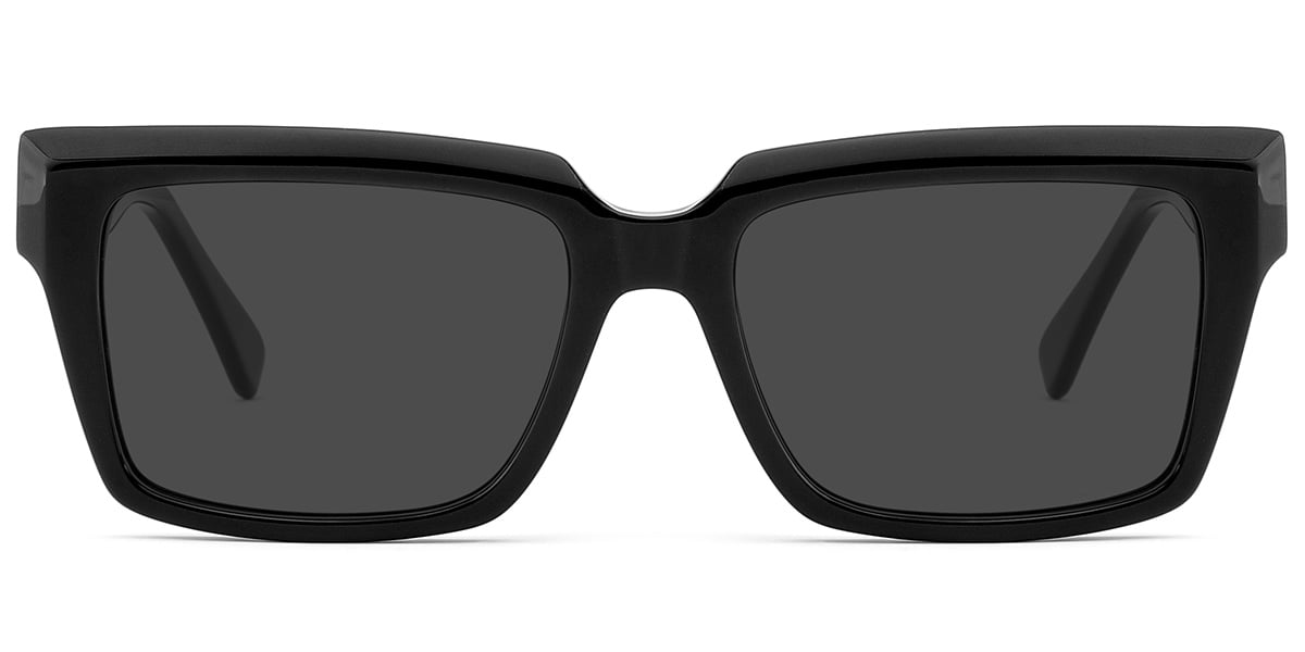 Acetate Square Sunglasses black+dark_grey_polarized