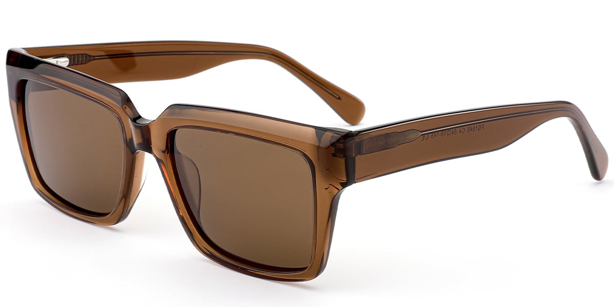 Acetate Square Sunglasses translucent-brown+amber_polarized