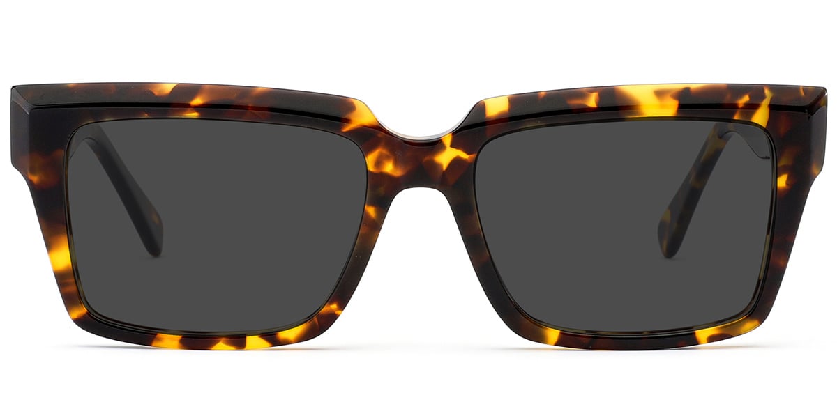 Acetate Square Sunglasses tortoiseshell+dark_grey_polarized