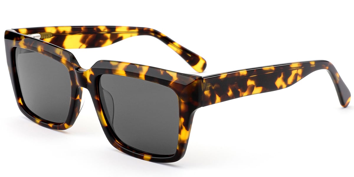 Acetate Square Sunglasses tortoiseshell+dark_grey_polarized