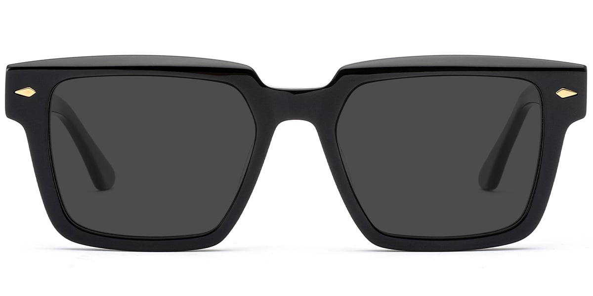 Acetate Square Sunglasses black+dark_grey_polarized