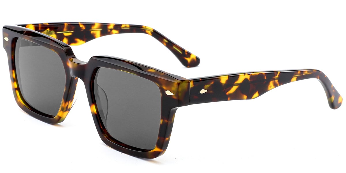 Acetate Square Sunglasses tortoiseshell+dark_grey_polarized