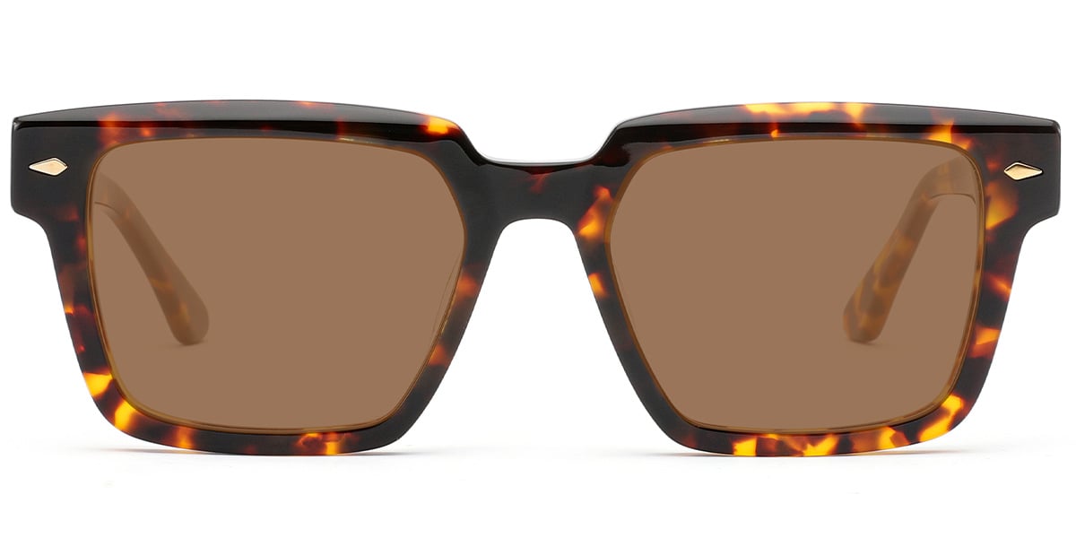 Acetate Square Sunglasses tortoiseshell+amber_polarized