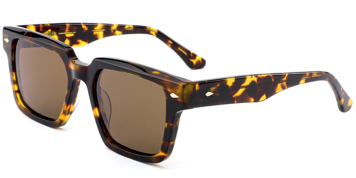 Acetate Square Sunglasses tortoiseshell+amber_polarized