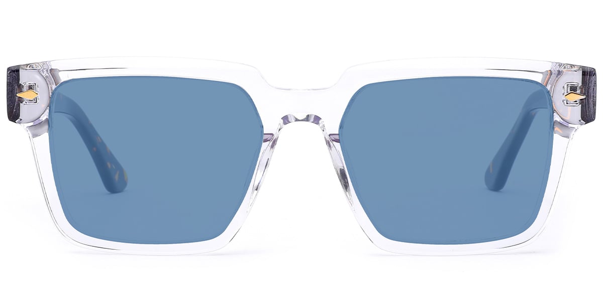 Acetate Square Sunglasses translucent-white+blue_polarized