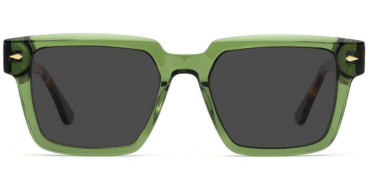 Acetate Square Sunglasses translucent-green+dark_grey_polarized