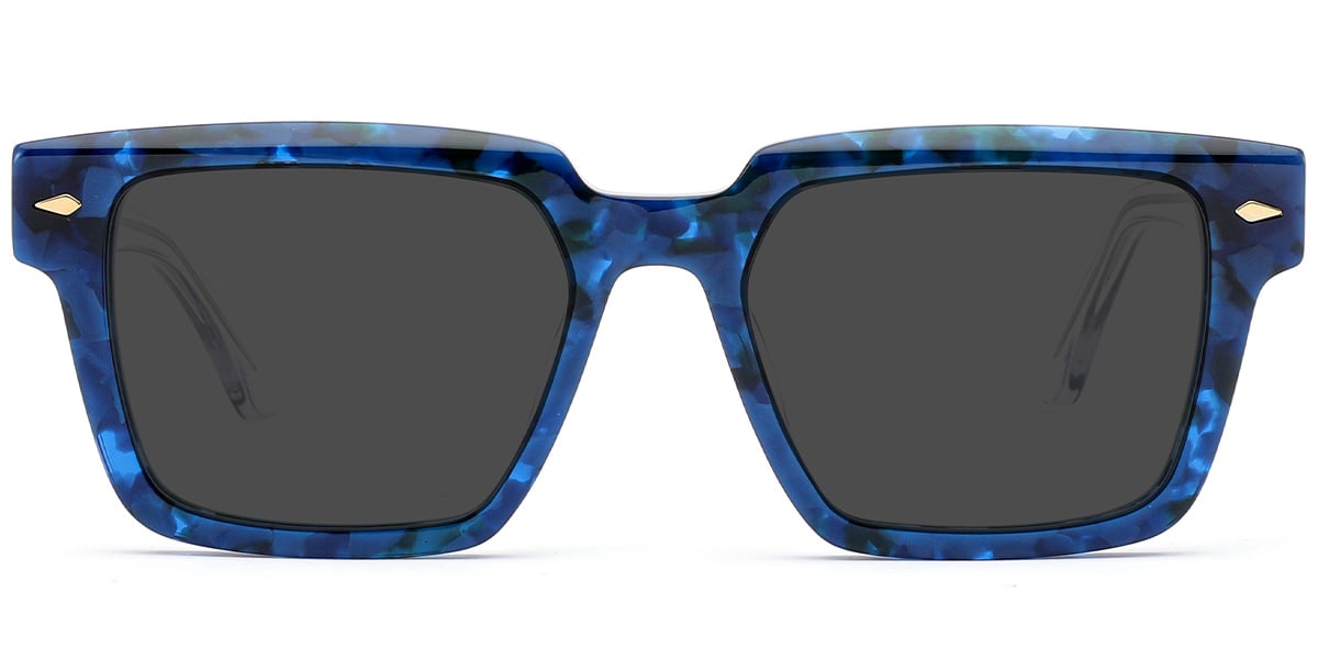 Acetate Square Sunglasses pattern-blue+dark_grey_polarized