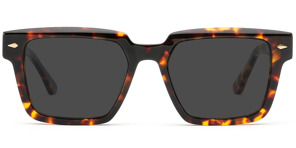 Acetate Square Sunglasses tortoiseshell+dark_grey_polarized