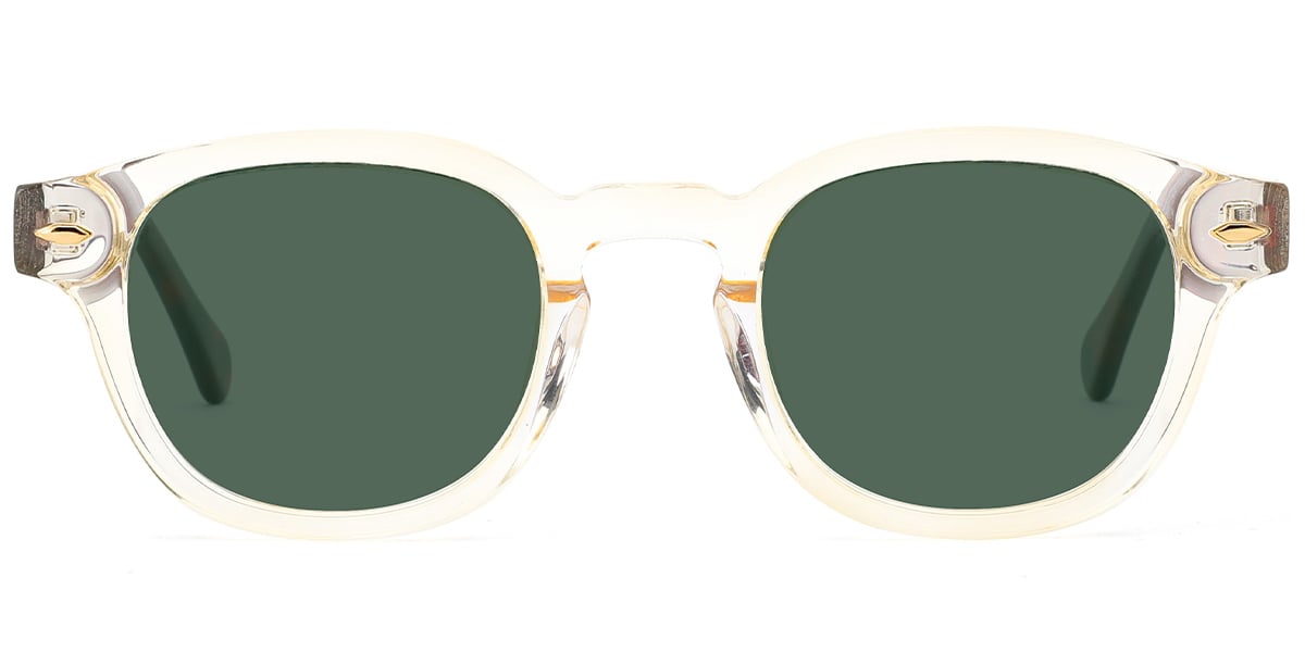 Acetate Square Sunglasses light_yellow+dark_green_polarized