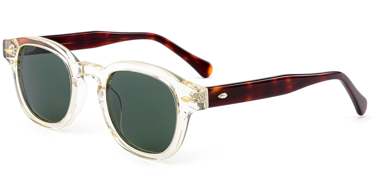 Acetate Square Sunglasses light_yellow+dark_green_polarized