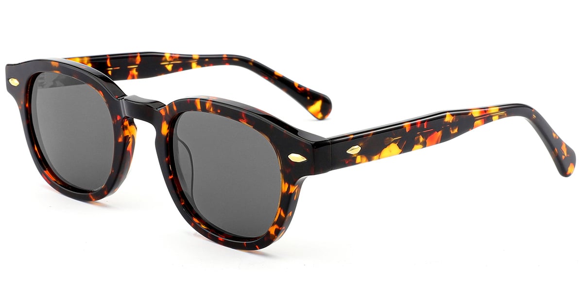 Acetate Square Sunglasses tortoiseshell+dark_grey_polarized