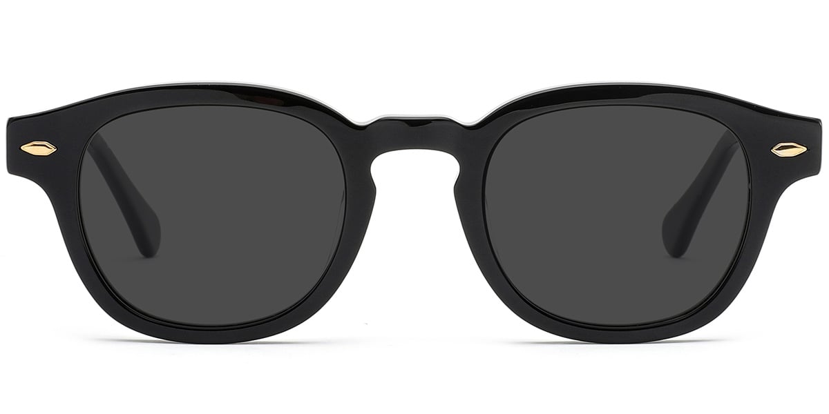 Acetate Square Sunglasses black+dark_grey_polarized